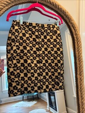 Ann Taylor Leopard Pencil Skirt in Beige and Black